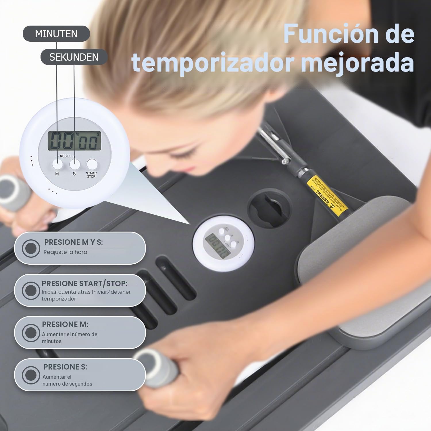 Juego de tabla de pilates para el hogar – Máquina reformadora plegable de pilates, minitabla reformadora de pilates, reformador para pilates premium, incluye temporizador, bandas de resistencia, asas
