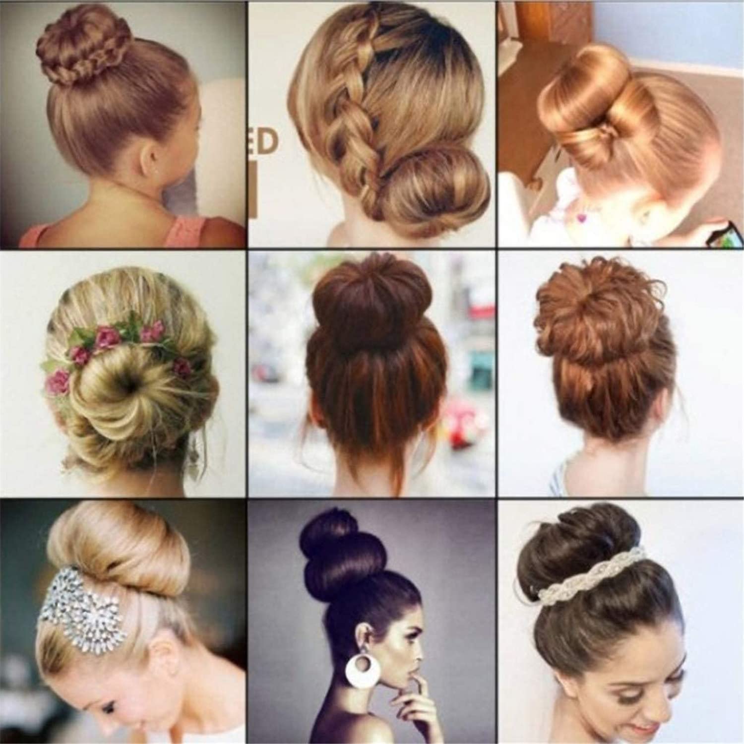 Herramienta de rollo mágico creativo para el cabello, para hacer bollos de pelo a la moda, para hacer donut, herramienta para peinar el cabello para mujer, soporte de cola de caballo (negro)