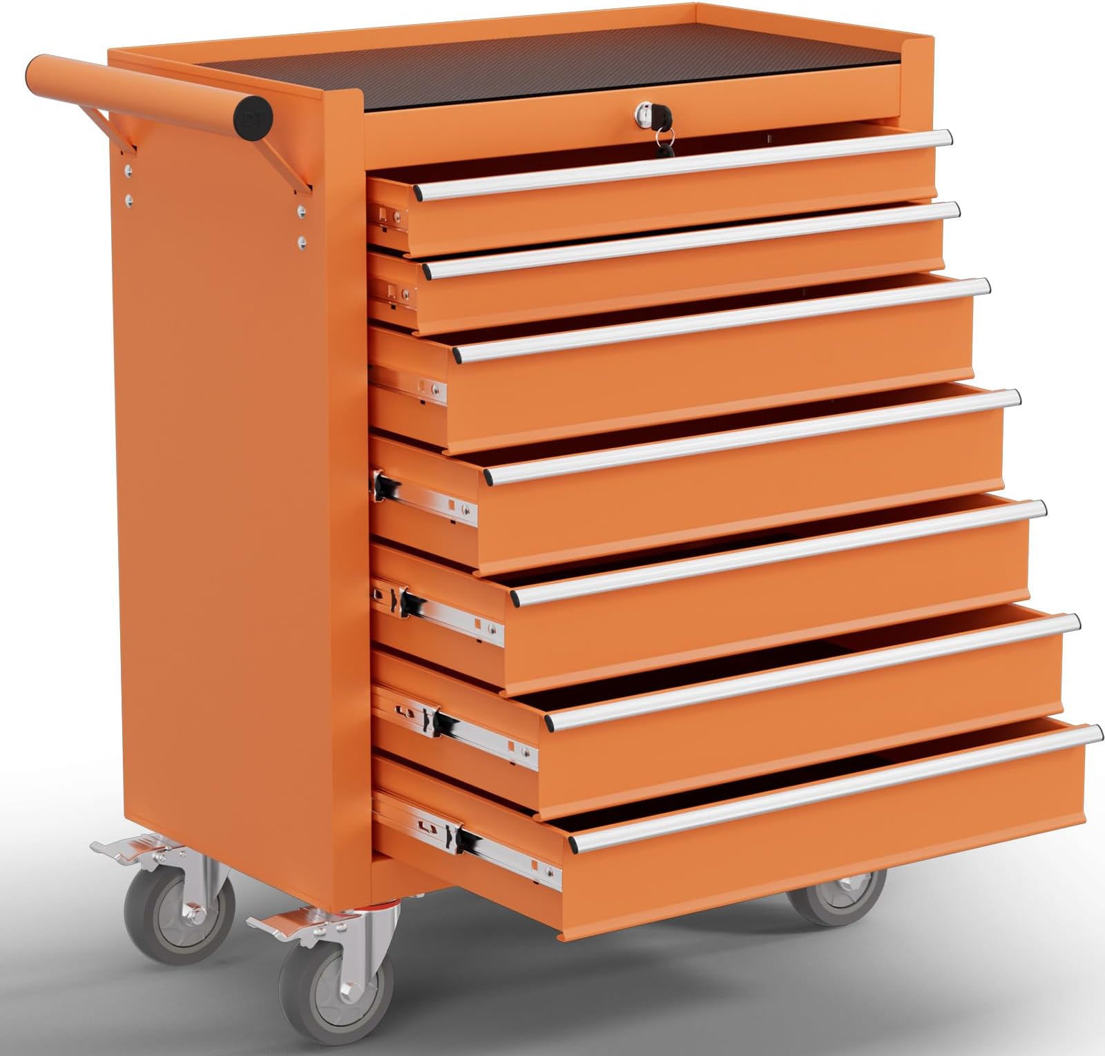 7-Drawer Tool Chest,Rolling Tool Cart with Wheels,High Capacity Tool Cabinet with Locking System for Garage, Warehouse, Workshop-Orange