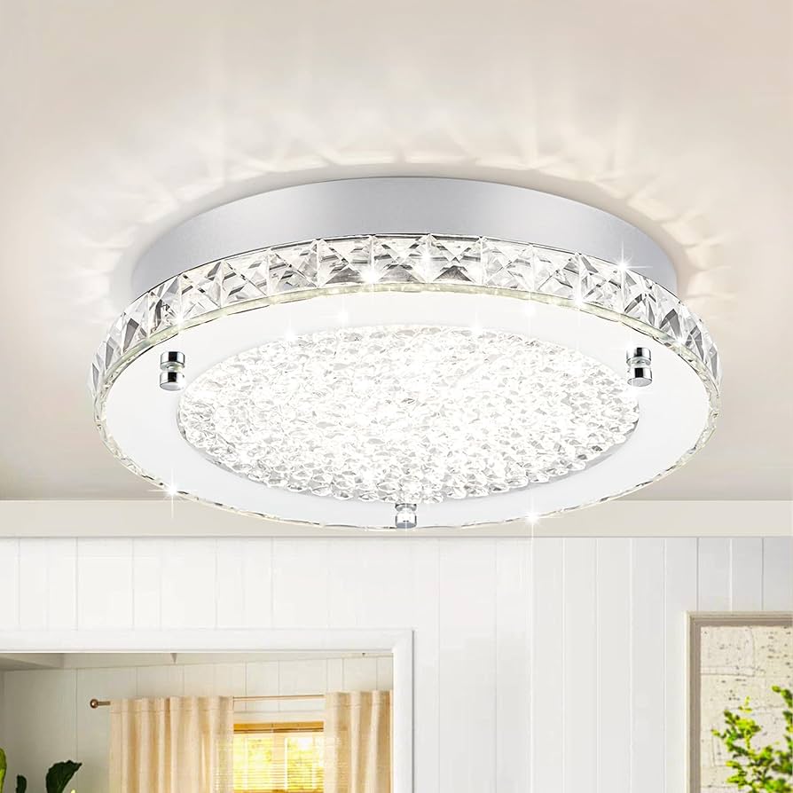 Lzawvm Flush Mount Crystal Ceiling Light Modern LED Round Ceiling