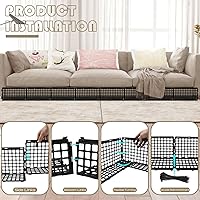 Vista 3 de 12 piezas de bloqueador para debajo del sofá para cama ajustable de plástico con 30 lazos, barreras negras para sofá para perros, mascotas y gatos