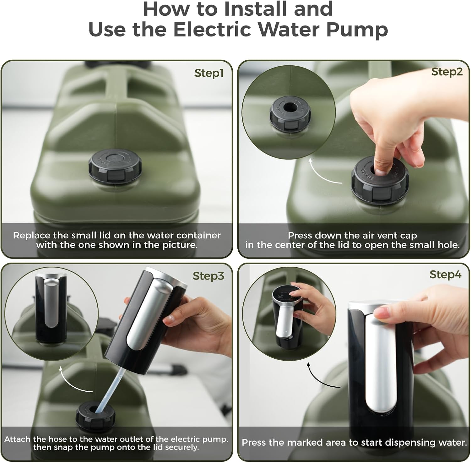 HAIGE 5 Gallon Water Jug with Automatic Touch Control Pump for Outdoors Camping Hiking