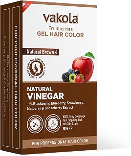 Natural Brown Gel Hair Color, Fruitberries Extracted - 100% Grey Coverage, No Skin Stain- 100ML Developer and 100ML Colorant, (6.76 Fl Oz) Pack of 1