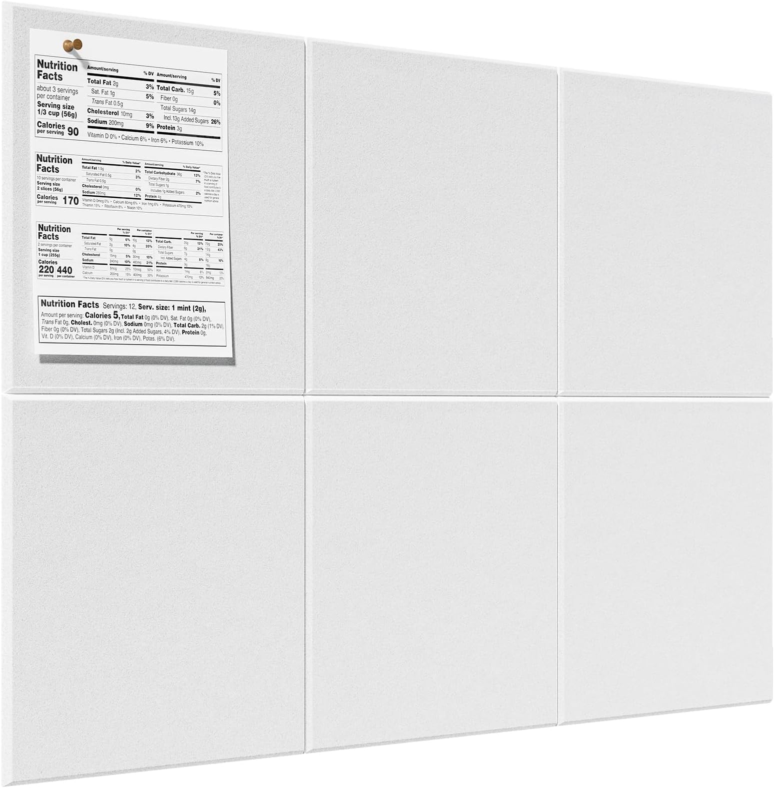 MaxGear Large Cork Board for Wall 36" x 24", White Bulletin Board, 6 Pack Felt Wall Tiles with Pushpins, Cork Boards for Office Pin Board Tack Board Cork Boards