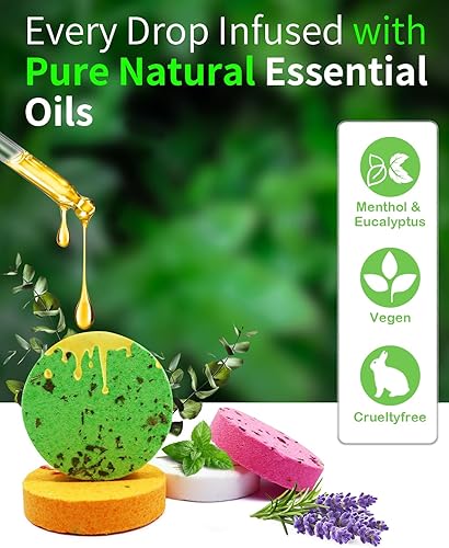 Miniatura 10 de MR MIRYE Vaporizadores de ducha de aromaterapia para mujeres y hombres, paquete de 24 bombas de ducha orgánicas con aceite esencial, rosa, sandía,