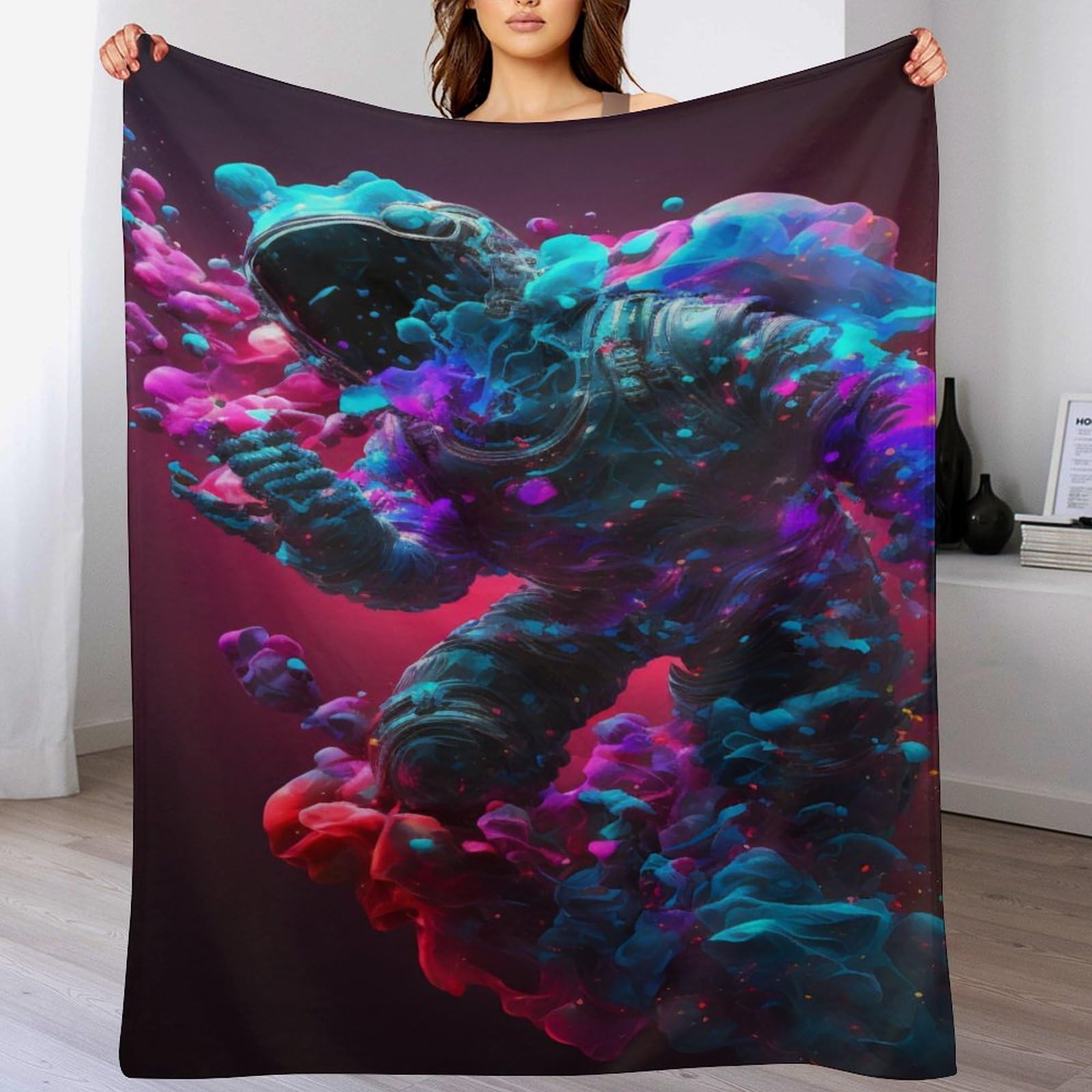 Couverture astronaute chaude en flannel lavable pour entretien facile