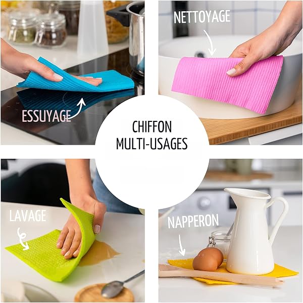 SUPERSCANDI Chiffons Lot de 10 – Lavables et Réutilisables | Chiffon Vitre sans Trace – Torchons Vaisselle & Éponge Durable | Chiffon Cuisine Toutes Surfaces – Multicolore - 3