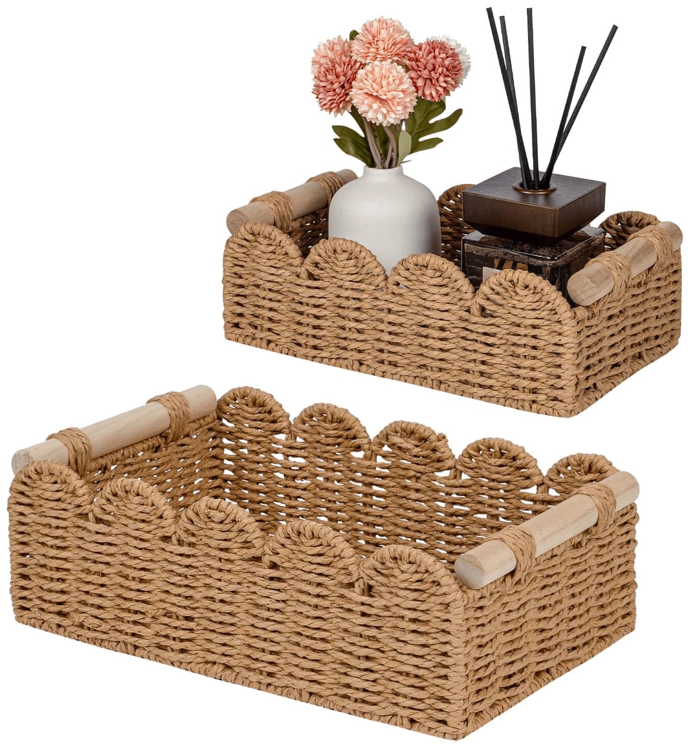 CubesLand Scalloped Toilet Paper Storage Baskets