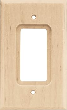 Brainerd 64668 Wood Square Single Decorator Wall Plate / Switch Plate / Cover, Unfinished
