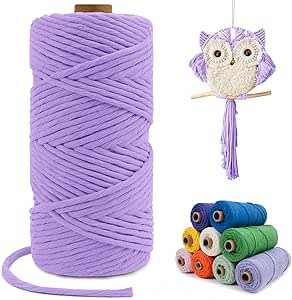 LEREATI Macrame Cord 4mm x 100m, Single Strand Thick Macrame Rope Yarn ...
