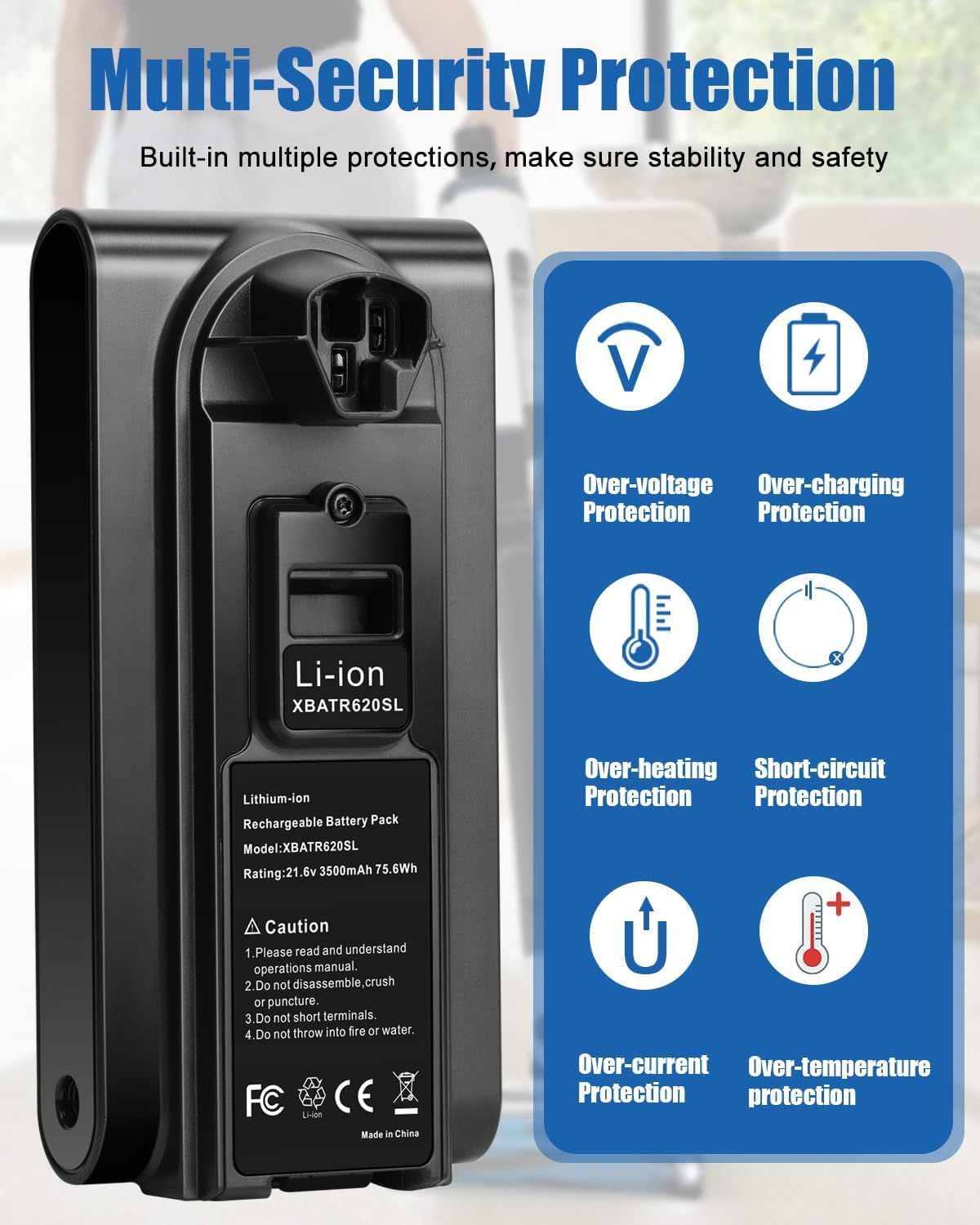3.5Ah 21.6V Vacuum Battery Replacement for Shark XBATR620SL Battery Compatible for Shark IZ540H, IZ562H, UZ565H, LZ500 Cordless Vacuum Cleaners