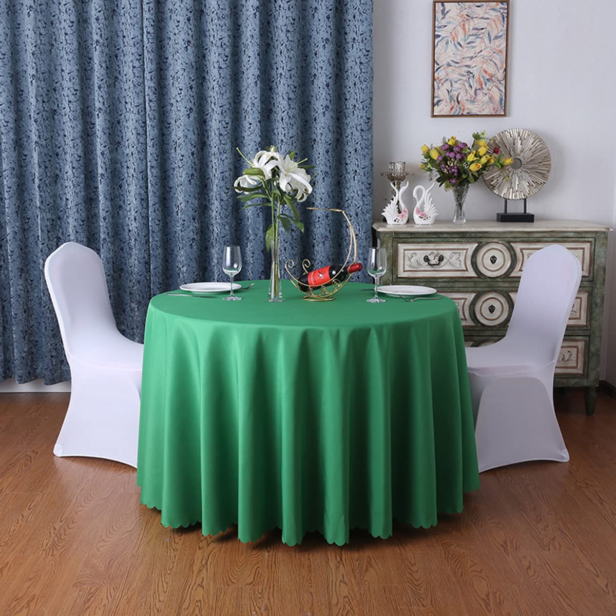 CIEEIN CIEHT Rond tafelkleed van polyester Tafelrok Geschikt voor familie-, hotel- en kantoorvergadertafels Groente 300cm doorsnee