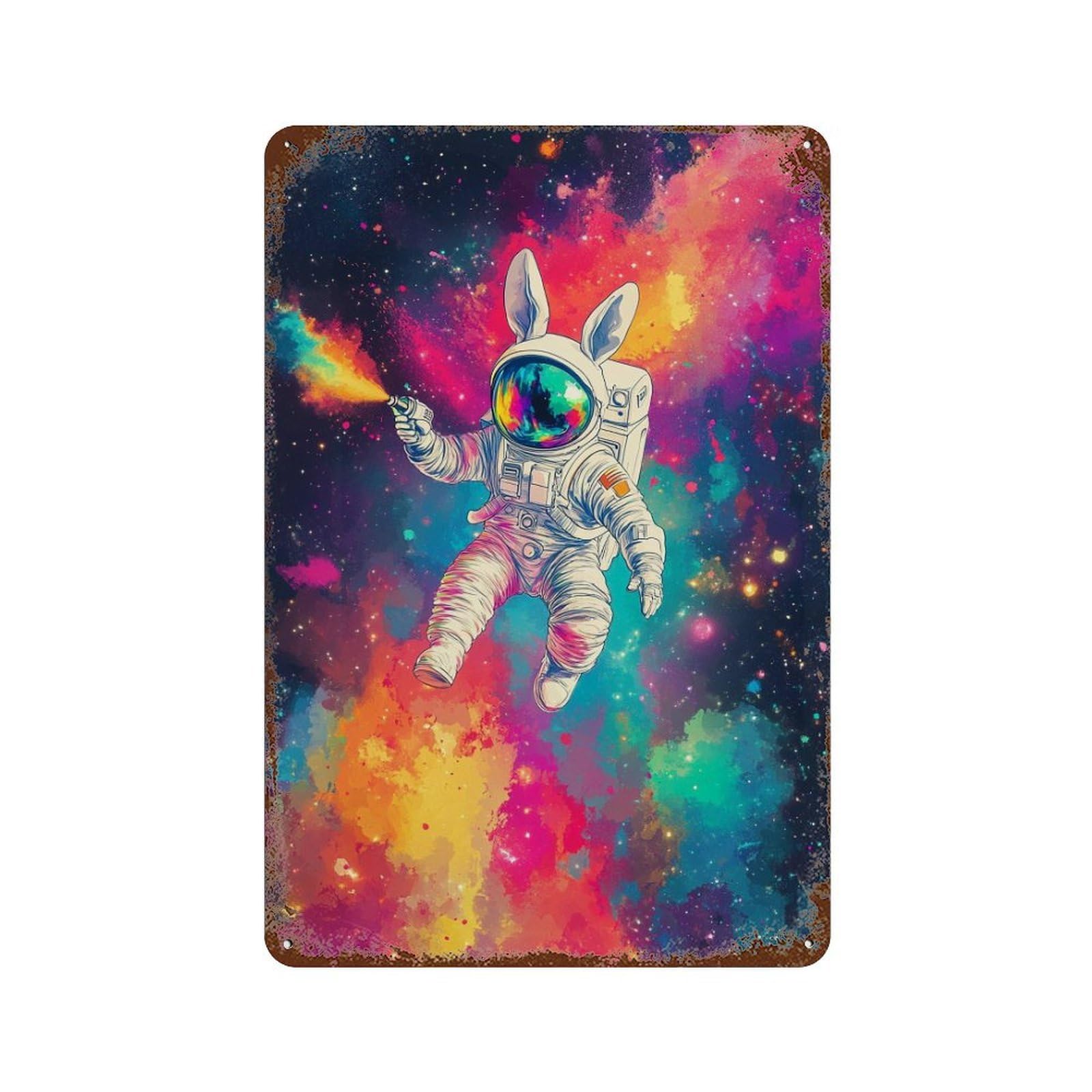 Cosmic Astronaut Spray Painting-2 Decorative Tin Sign 11.8"x7.9", Vintage Wall Decor for Garage, Pub Or Kitchen