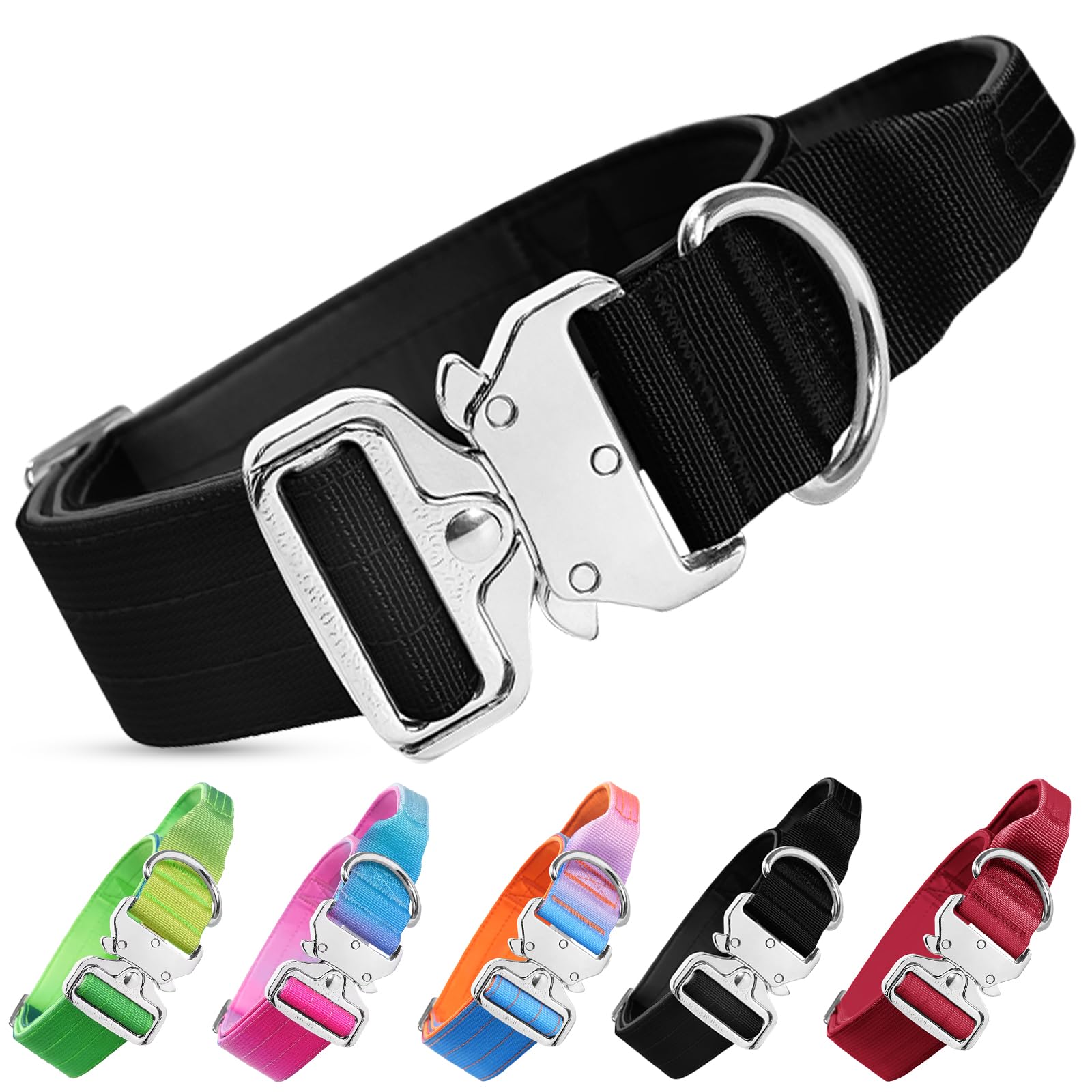 Olcyren Tactical Dog Collar, Military Nylon Adjustable Strong Dog Collar with Handle and Heavy Duty Metal Buckle, Soft Comfortable Wide Thick Pet Collars for Medium Large Dogs Training (Black, L) â image 1