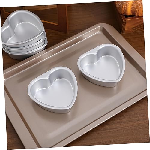 Miniatura 7 de Cabilock Molde de corazón, 5 moldes de aluminio para tartas, en forma de corazón, bandeja para hornear, magdalenas, chocolate, fondant,