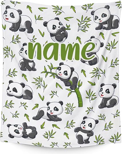 Mercuryelf Custom Panda Throw Blanket - Soft, Fuzzy & Warm - 30x40 Inches Small Blankets for Lap, Crib - White Aesthetic Throws Gift for Baby