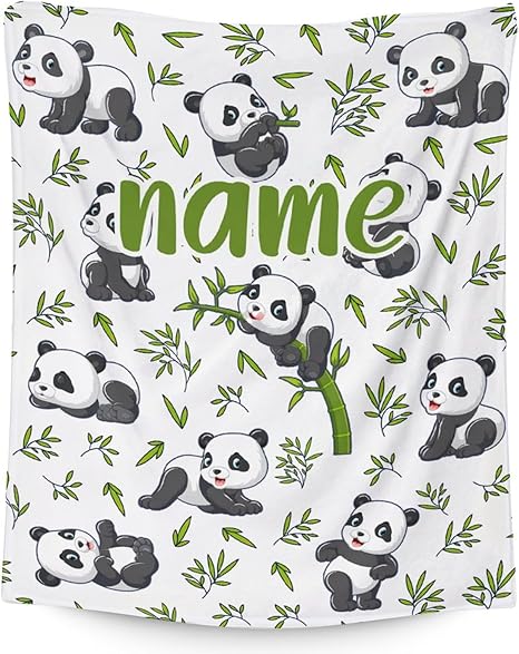 Mercuryelf Custom Panda Throw Blanket - Soft, Fuzzy & Warm - 30x40 Inches Small Blankets for Lap, Crib - White Aesthetic Throws Gift for Baby