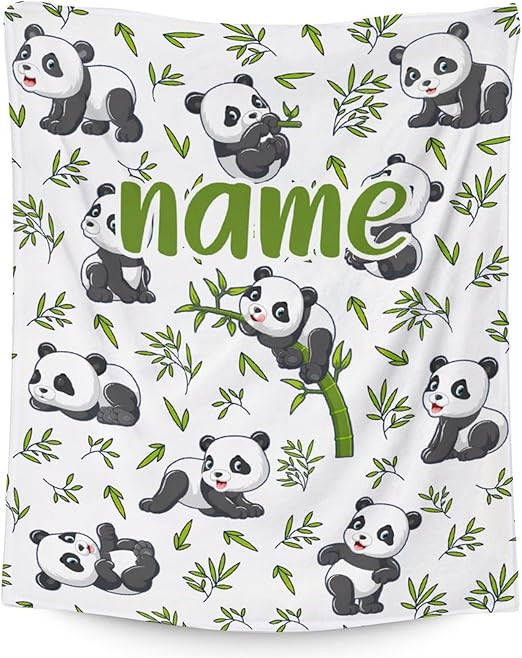 Mercuryelf Custom Panda Throw Blanket - Soft, Fuzzy & Warm - 30x40 Inches Small Blankets for Lap, Crib - White Aesthetic Throws Gift for Baby