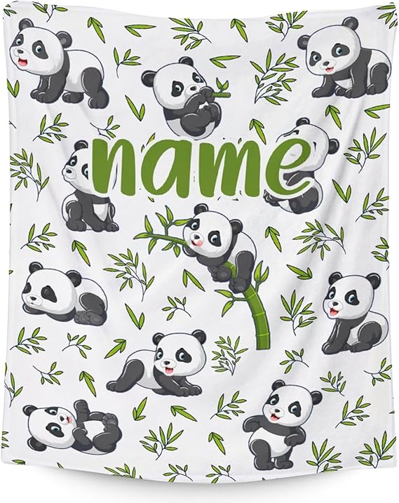 Mercuryelf Custom Panda Throw Blanket - Soft, Fuzzy & Warm - 30x40 Inches Small Blankets for Lap, Crib - White Aesthetic Throws Gift for Baby