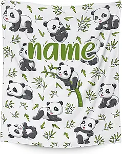 Mercuryelf Custom Panda Throw Blanket - Soft, Fuzzy & Warm - 30x40 Inches Small Blankets for Lap, Crib - White Aesthetic Throws Gift for Baby