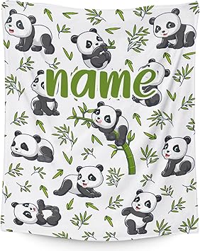 Mercuryelf Custom Panda Throw Blanket - Soft, Fuzzy & Warm - 30x40 Inches Small Blankets for Lap, Crib - White Aesthetic Throws Gift for Baby