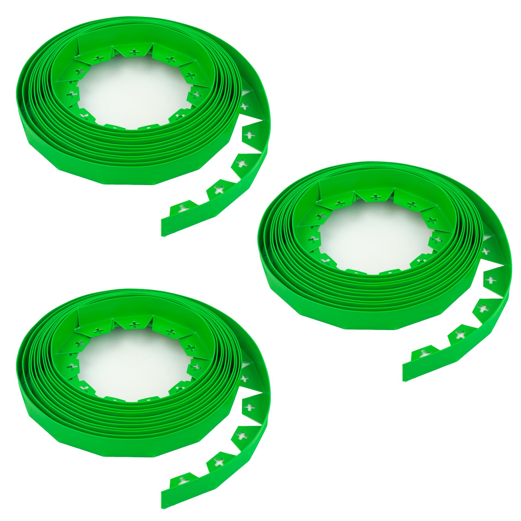 KCT Green 30 Metre Flexible Plastic Lawn Edging Garden Path Edge with 120 Ground Securing Pegs - 3.7cm High Grass Border