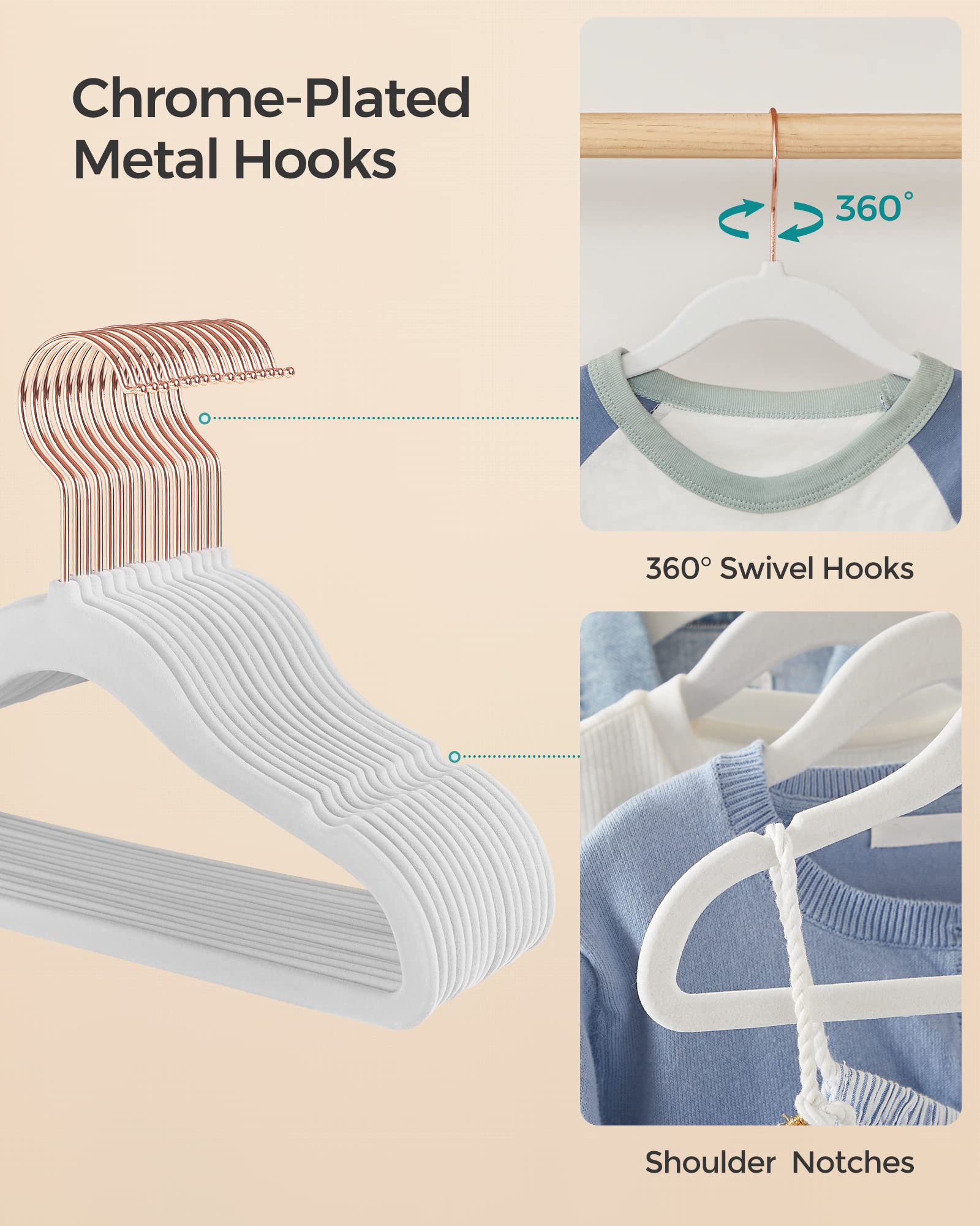 SONGMICS Baby-Kleiderbügel 50 Stück, weiß UCRF027W01