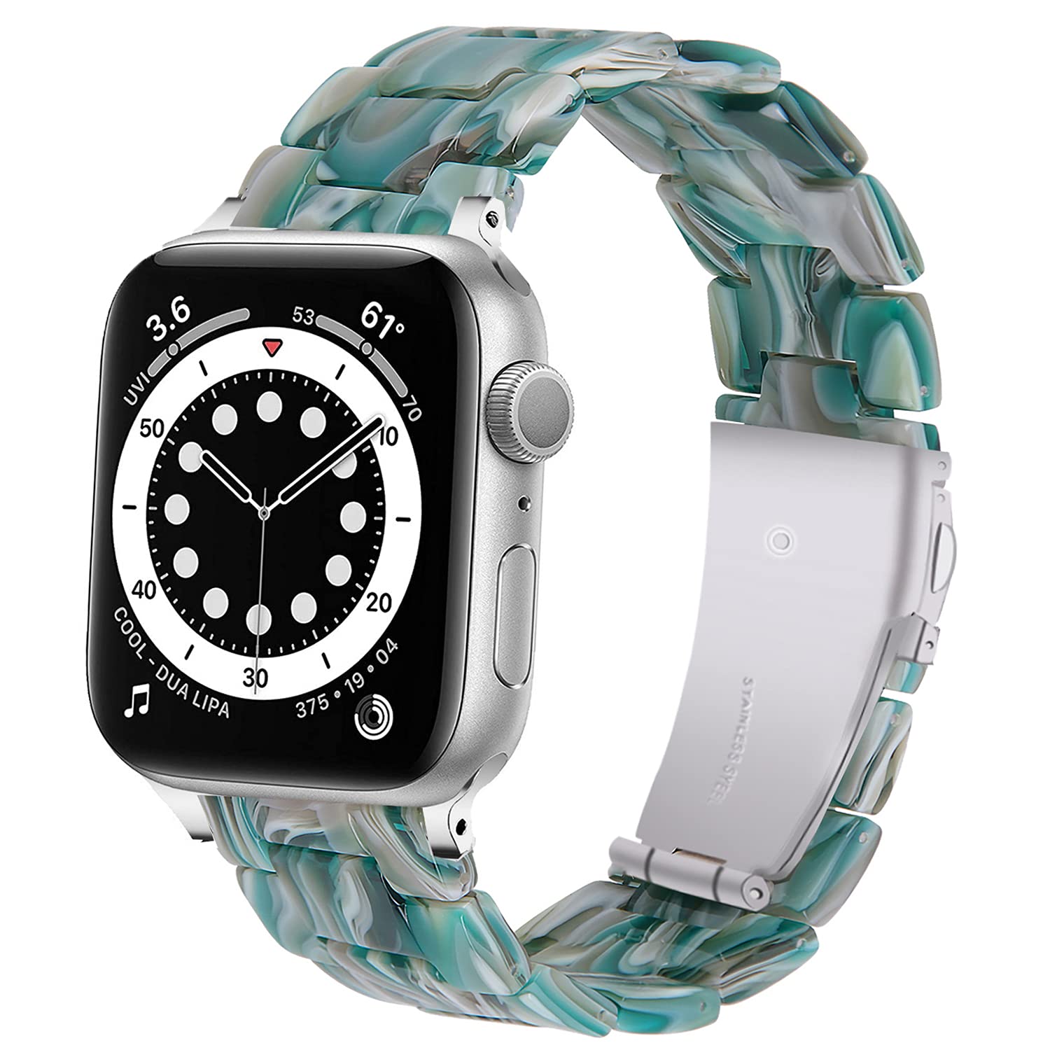 DEALELE Bands Compatible with Apple Watch 49mm 46mm 42mm 45mm 41mm 44mm 40mm 38mm, Colorful Resin Replacement Strap for iWatch Series 10/9 / 8/7 / 6/5 / 4/3 / Ultra/SE Women Men — view 30