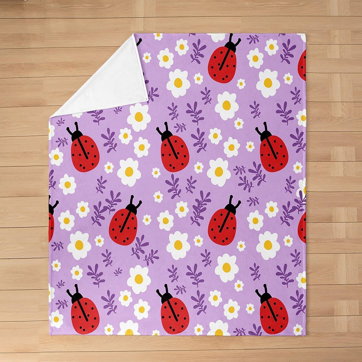 jejeloiu Ladybug Fleece Throw 30"x40" Boys Girls Gift for Kids Boys