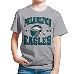 Junk Food Kids\' Soft Cotton Blend Crew Neck T-Shirt, Philadelphia Eagles-Athletic Heather Medium