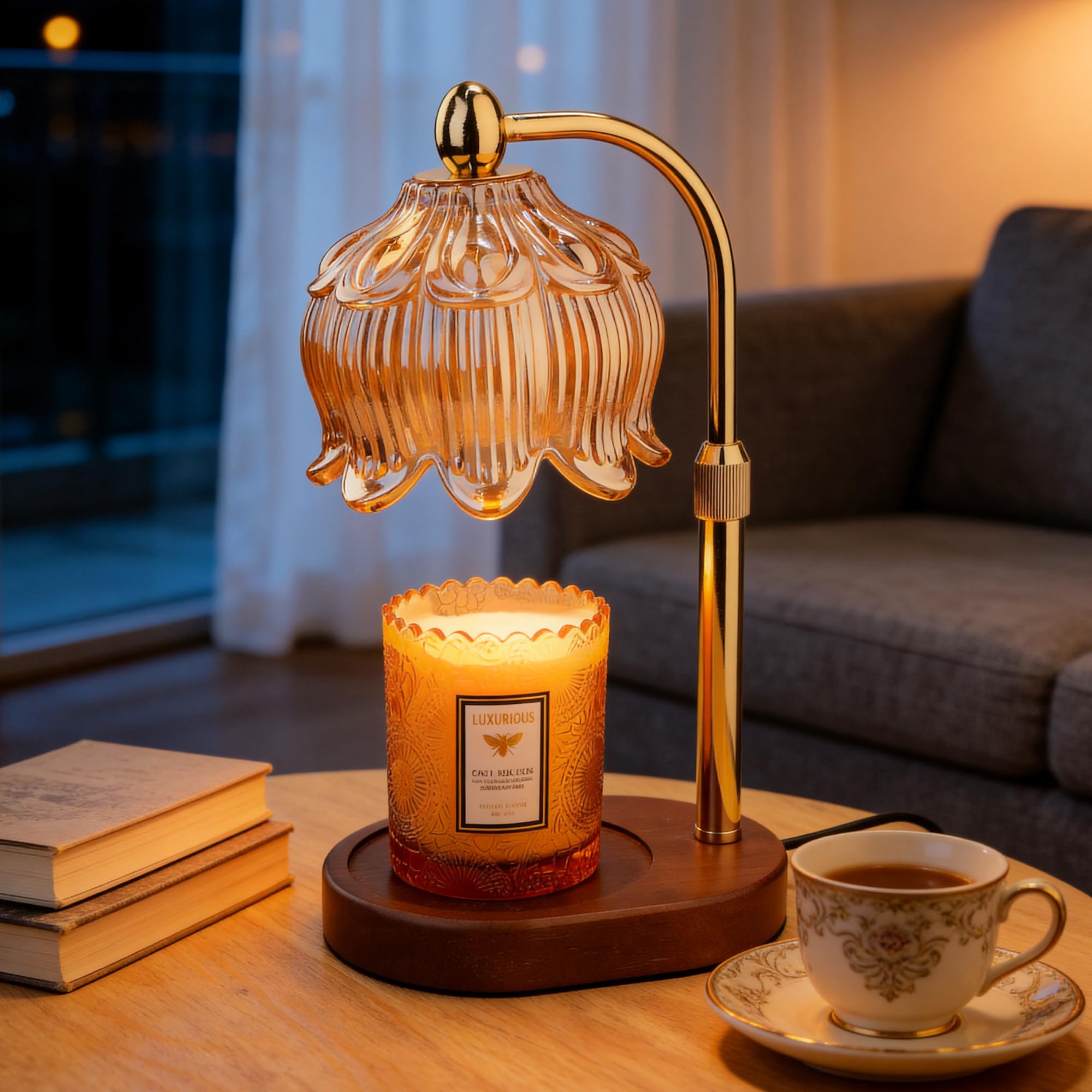 Lámpara calentadora de Velas con Temporizador y regulador de Intensidad: difusor eléctrico de Cera para Velas perfumadas con 2 Bombillas Navidad, cumpleaños y estrenos de casa