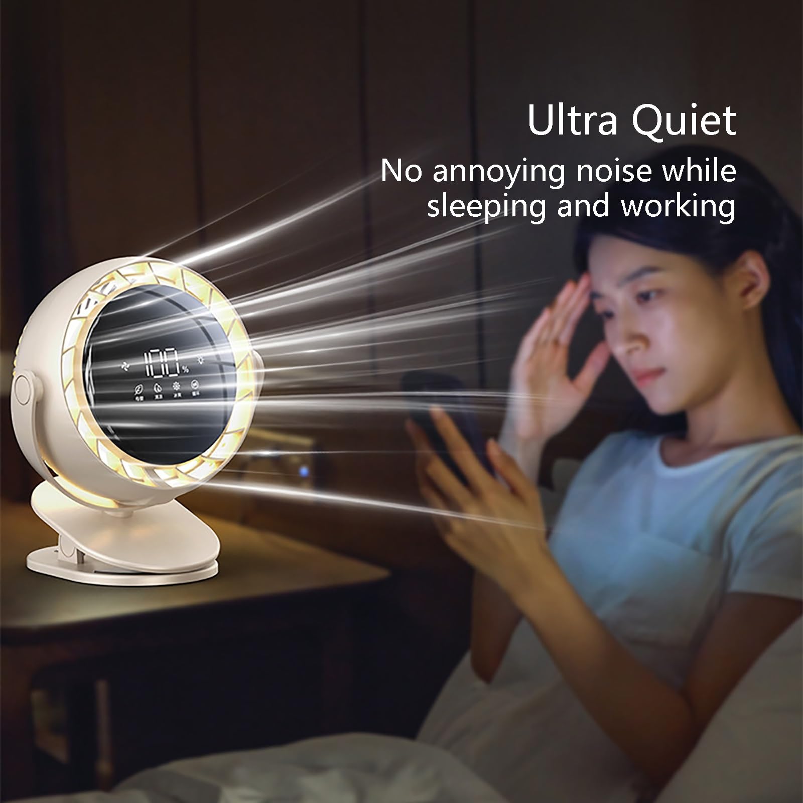 Ventilatore portatile ricaricabile con clip, ultra silenzioso, con forte flusso d'aria, 4 impostazioni di velocità, mini ventilatore USB per casa, ufficio e uso esterno (blu)