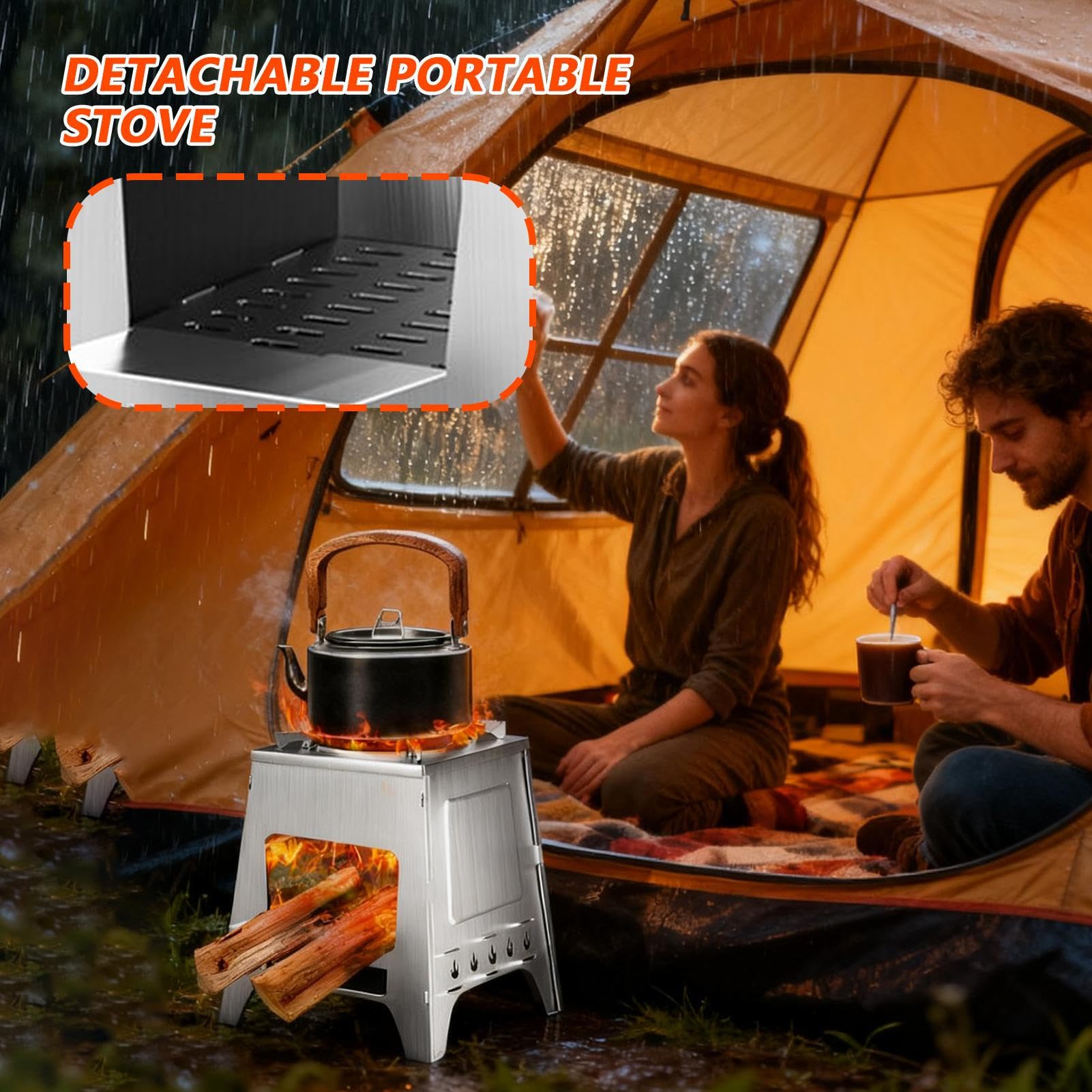 Stufa A Legna Di Piccole Dimensioni Bruciatore Staccabile | Fornello Da Campeggio Portatile Per Le Attività All'Aperto Come Escursionismo Cucina Barbecue Picnic Pesca E