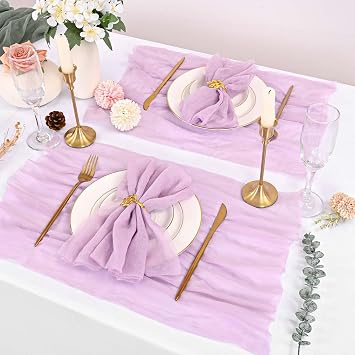 Lavender Cheesecloth Napkins - Bulk Set of 50, 20x20 Inch Washable and Reusable Boho Cotton Gauze Purple Cloth Napkins for Weddings, Bridal Girl Baby Shower, Party and Banquet