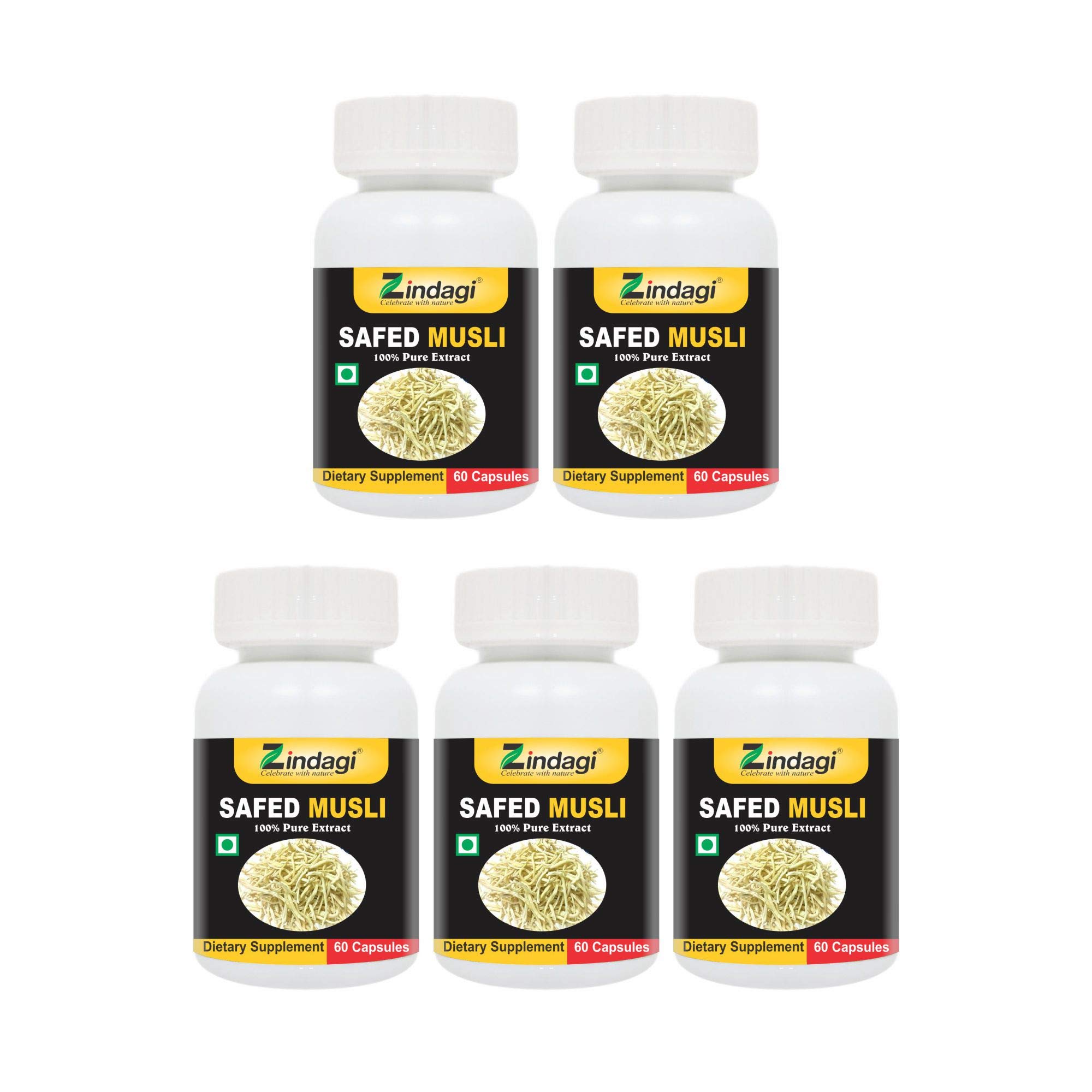 Zindagi Safed Musli Capsules - Strength Stamina & Performance - 100% Pure Musli Extract Capsules (Buy 4 Get 1 Free) (B07VBRDV3L) Amazon Price History, Amazon Price Tracker