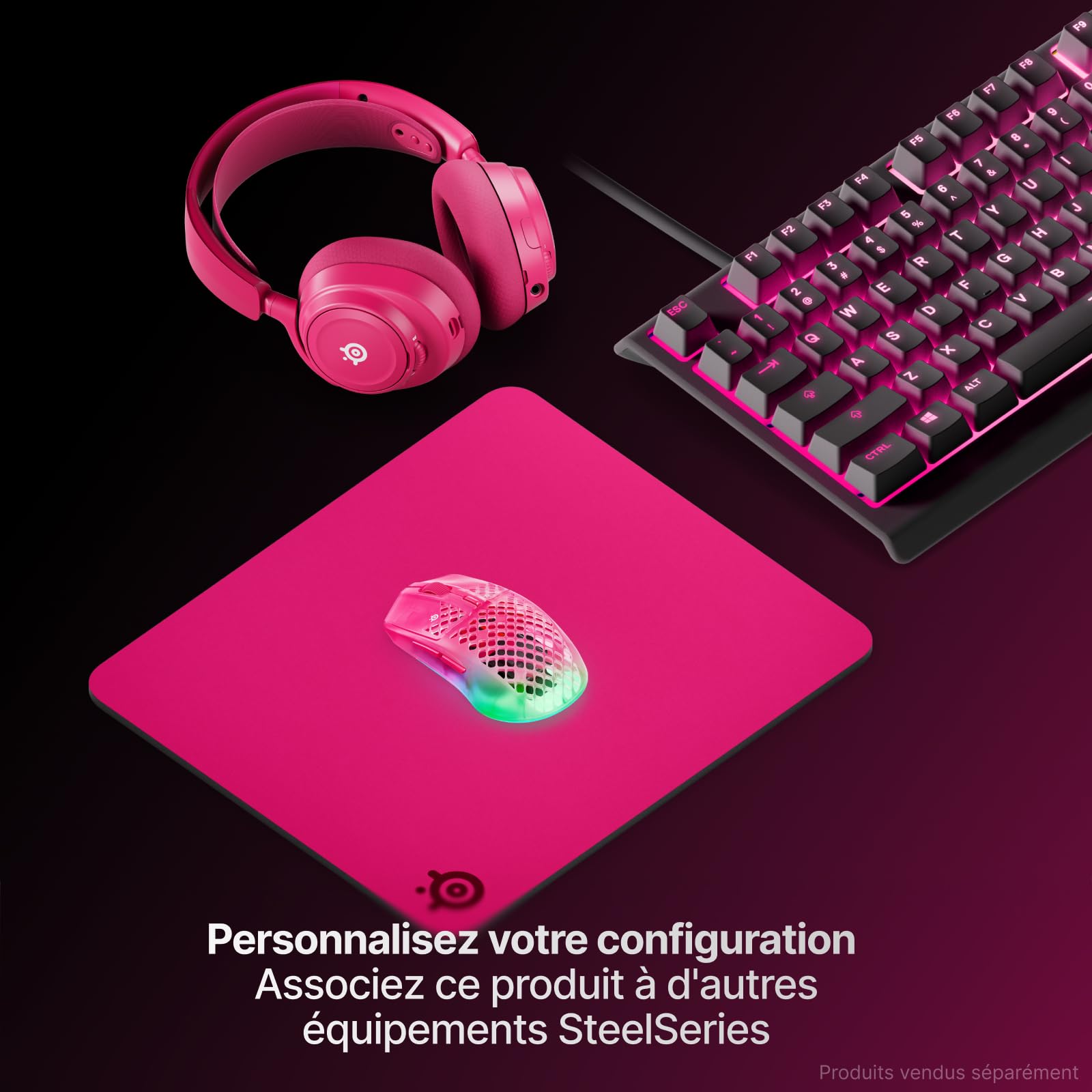 SteelSeries QCK Heavy- Tapis de Souris Gaming - Base antidérapante épaisse, Suivi précis optimisé FPS/MOBA/RTS/MMO - Disponible en 450×400×6 mm, Magenta