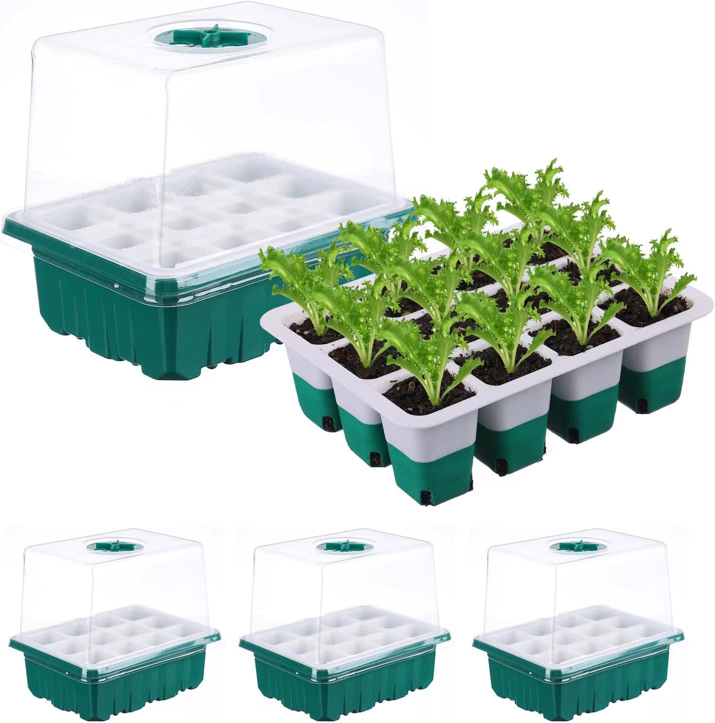 Abeautiu Reusable Seed Trays 2 Pack Seedling Starter Kit with Lids Humidity Adjustable for Seeds Growing Starting Greenhouse Plant Germination 2 Packs : Patio, Lawn & Garden