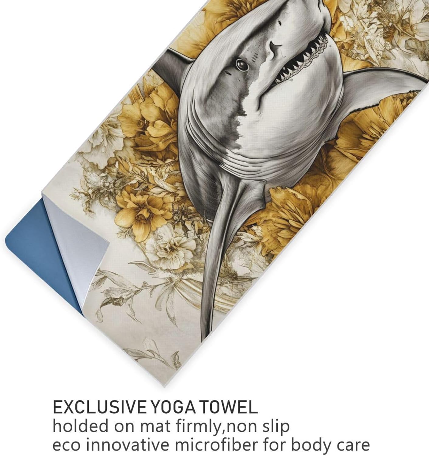Fish Floral Hot Yoga Towel – Stylish, Non-Slip, Grip Dots, Super Absorbent, 27" x 73" - Yoga Mat Towels for Exercise, Fitness