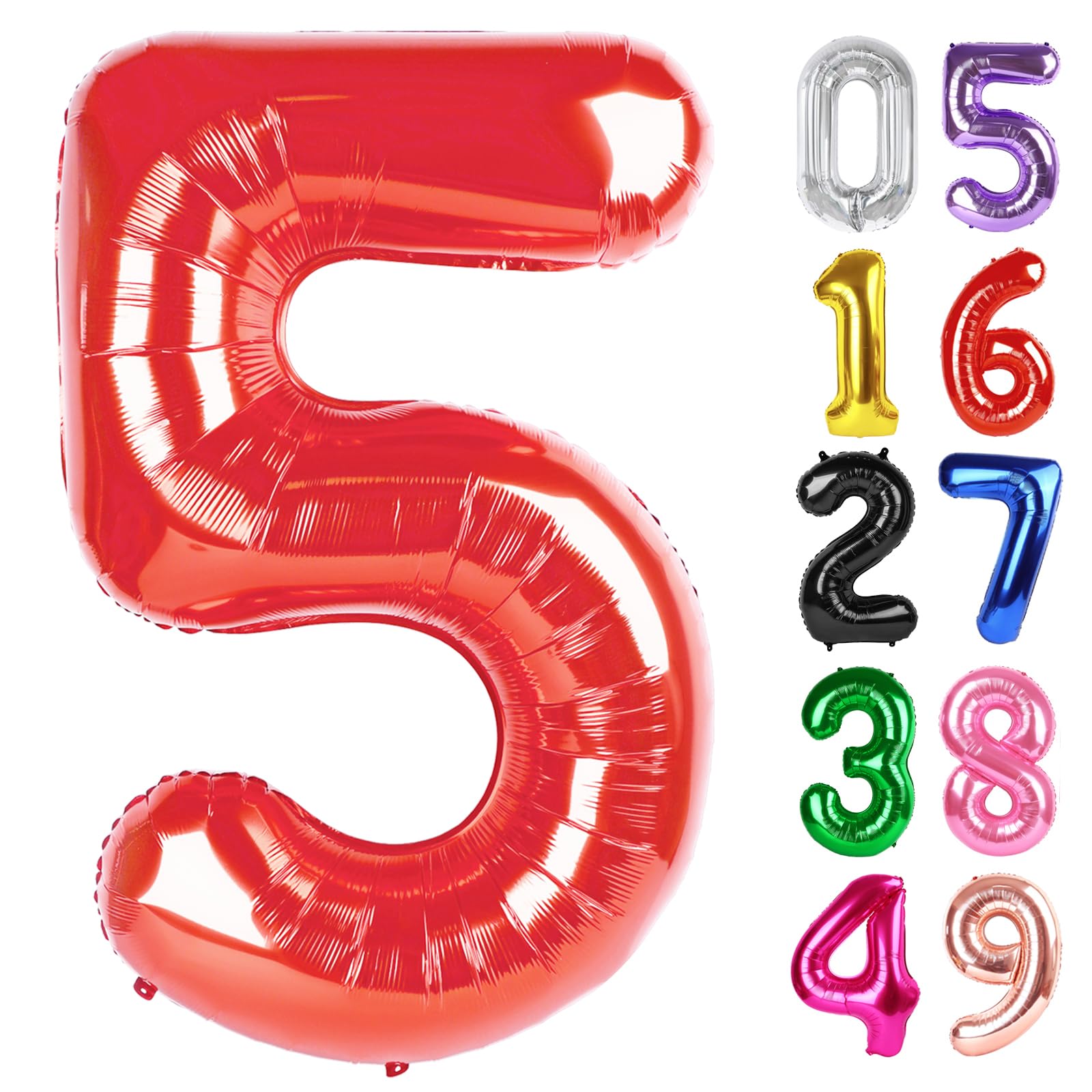 Red Number 5 Balloon 40 Inch, 5th Birthday Party Decorations Men Women