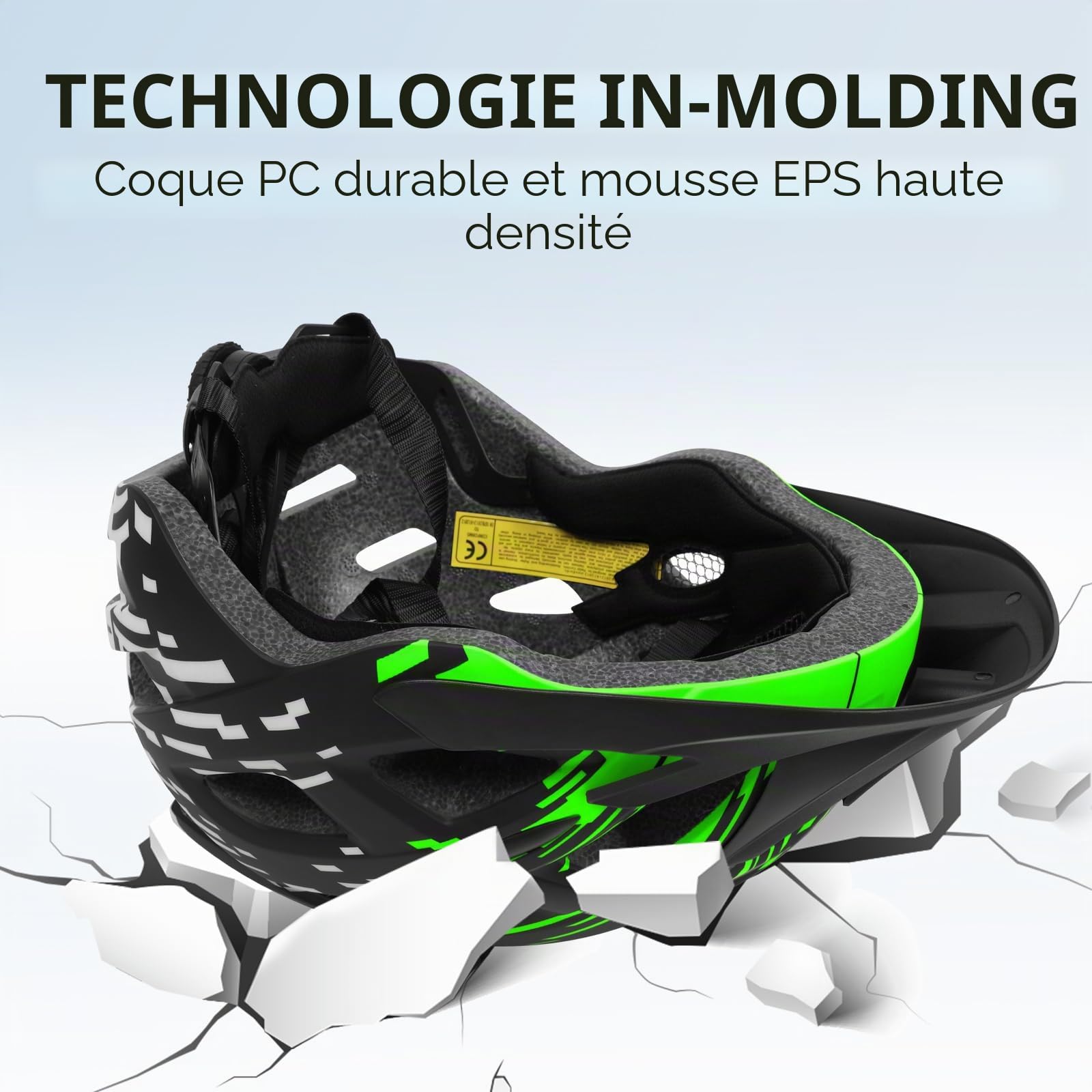 Casque Vélo LED AR & Visière, 21 Aérations, 57-61 cm | Léger, pour homme et femme. Usage route & montagne. Visière amovible, taille réglable