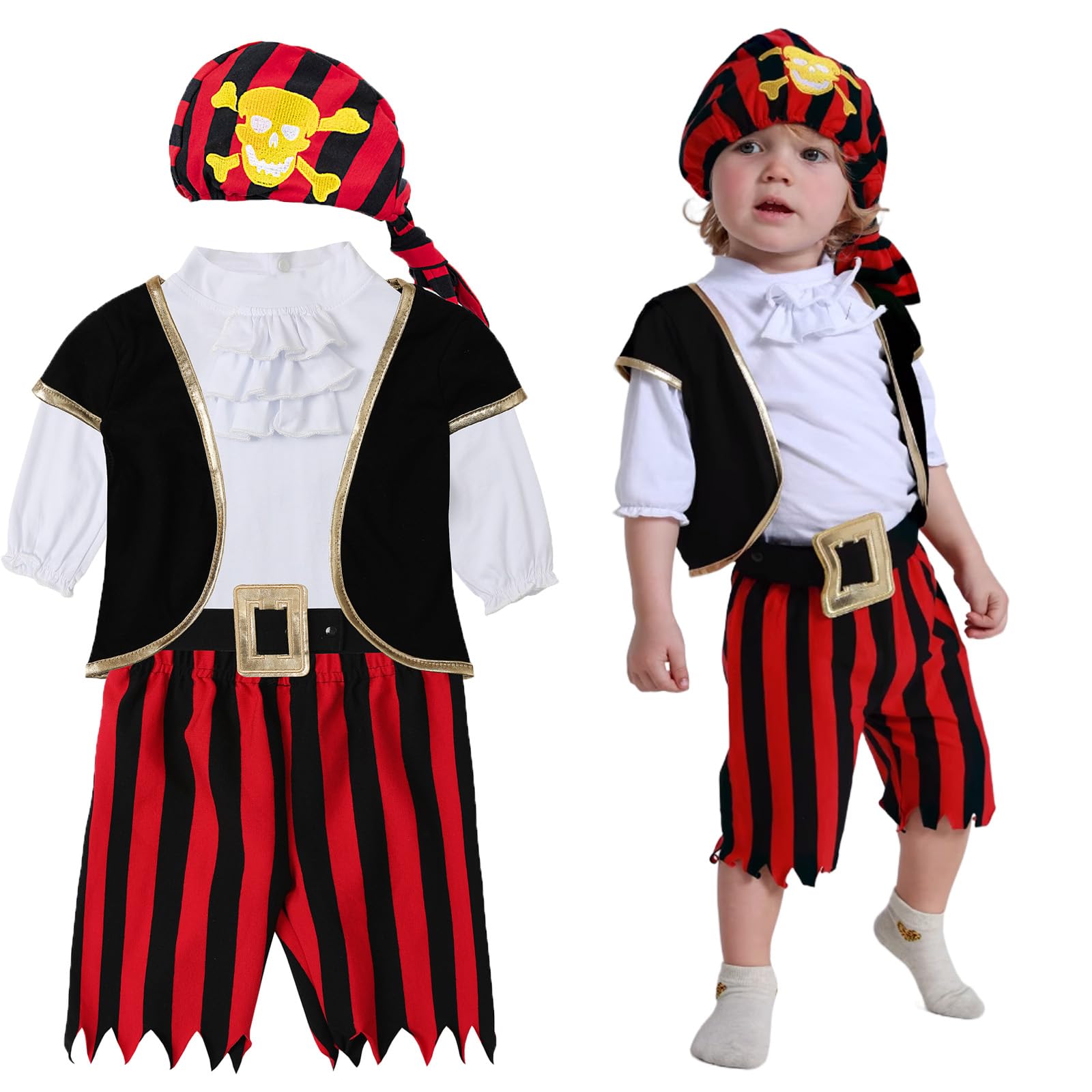 Ensembles de Vêtements Pirate Bébé Garçons Halloween Tenue 0-4 Ans