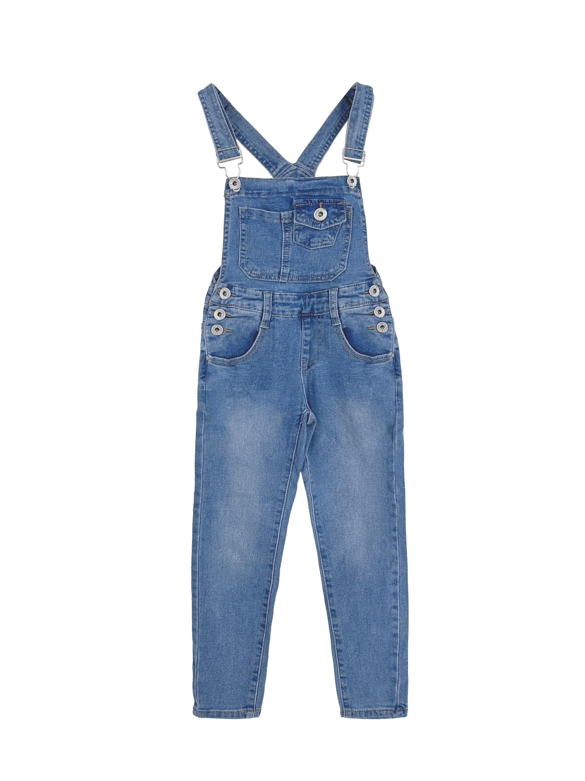 Salopette Jeans Ragazze Strappata - Tuta Denim Casual Per Bambine E Bambini
