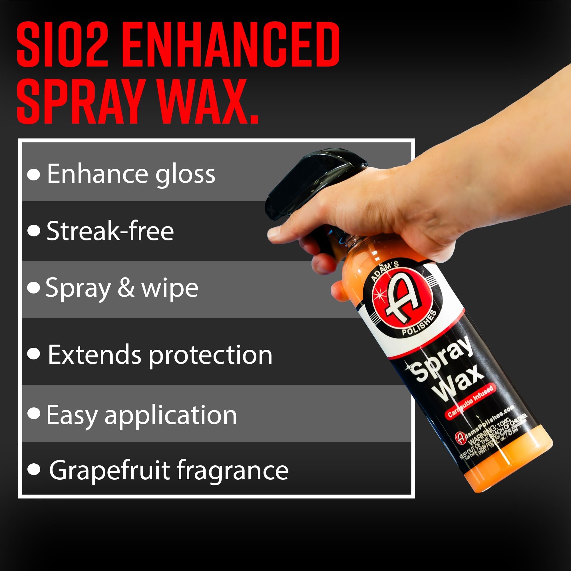 Adam's Spray Wax 2-Pack - Premium Infused Carnauba Car Wax Spray For Shine, Polish & Top Coat Paint Protection | Car Wash Enhancer & Clay Bar Lubricant | Car Boat Motorcycle RV Detailing