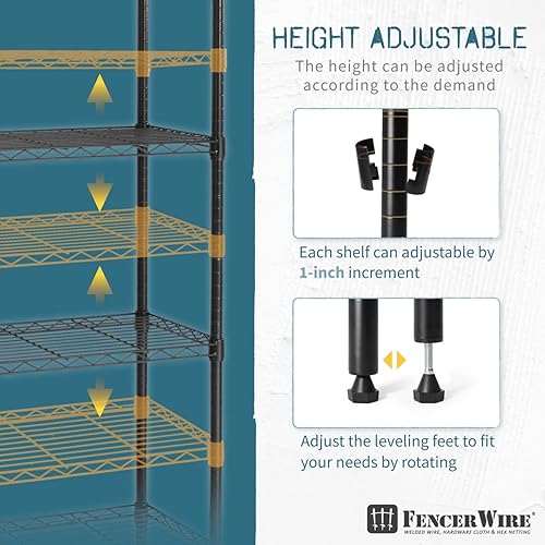 Miniatura 4 de Fencer Wire NSF - Estantería de alambre de altura ajustable con forro estantería de almacenamiento para sótano estantes de almacenamiento de acero
