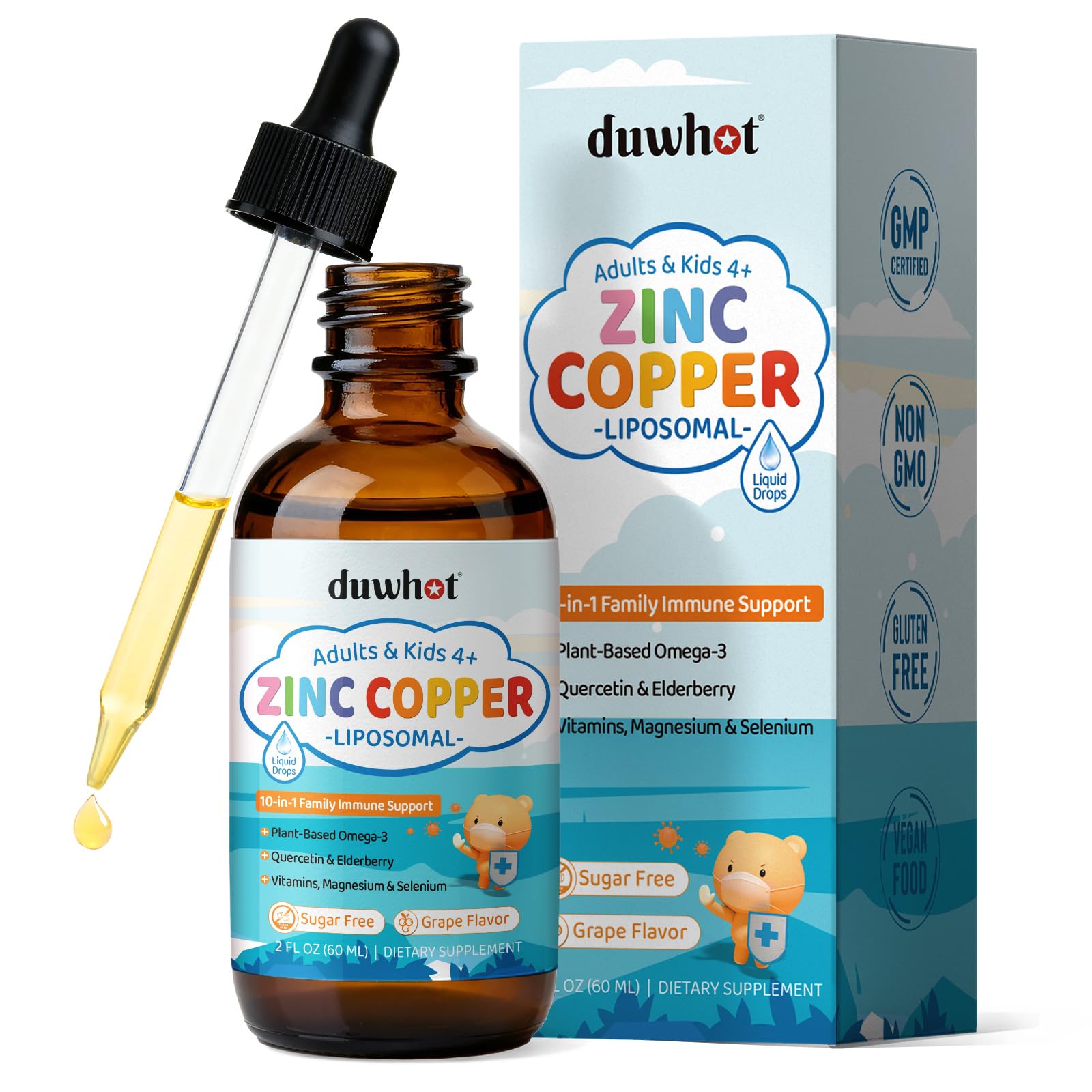 Liposomal Liquid Zinc Copper Supplement,15/30mg Zinc Picolinate with Copper