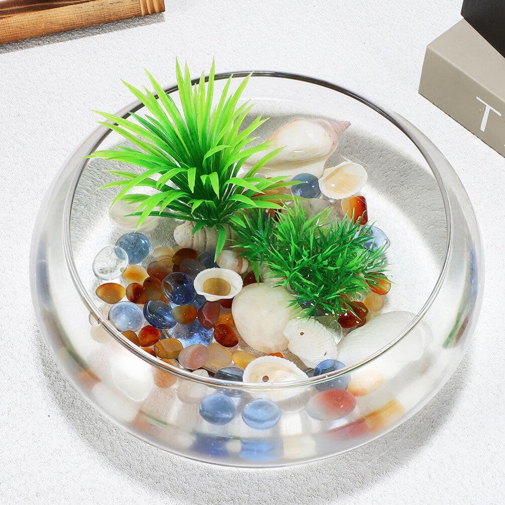 Yardwe Water Lily Bowl Glass Aquarium Bowl Pot Planter Lotus Hydroponic Container Outdoor Fountain Bowls Fish Pond Bird Bath - Image 2