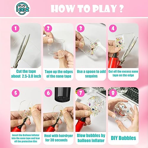 Miniatura 4 de Kit de burbujas de nano cinta, cinta elástica de doble cara de color para manualidades, bola blanda, recuerdos de fiesta y juguetes antiestrés para