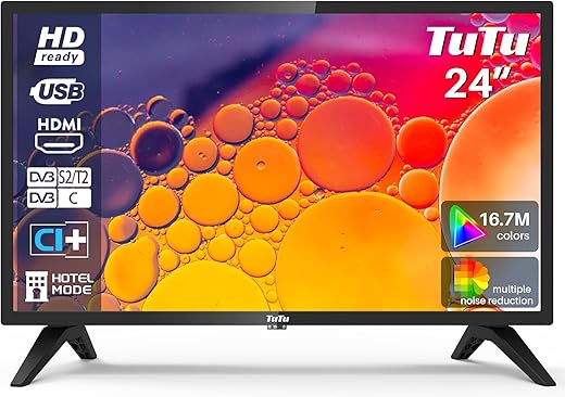 TuTu 24 Pollici(60cm) Televisori LED TV HD Ready Dolby Audio...