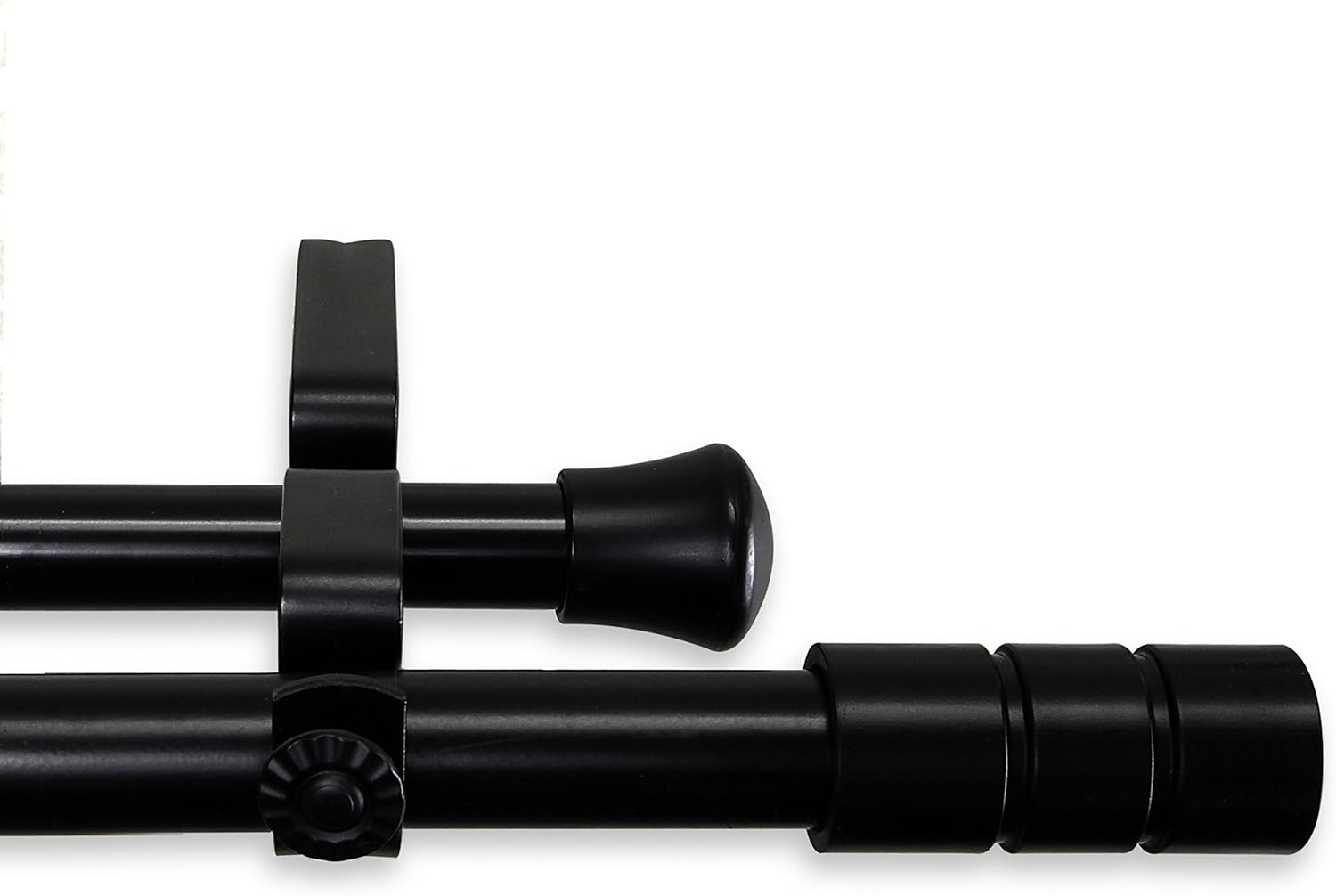 Theo Double Curtain Rod 66-120 inch - Black