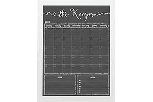 Personalized Dry Erase Framed Calendar, 18x24 or 24x36 Customized Chalkboard Style Calendar